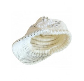Skullies & Beanies Women Winter Warm Knit Hat Crochet Visor Brim Cap with Flower Accent - White - CS184HQ9HSZ $14.55