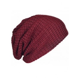 Skullies & Beanies Mens Slouchy Long Oversized Beanie Knit Cap for Summer Winter B08 - Burgundy - C9183RGDDII $14.11