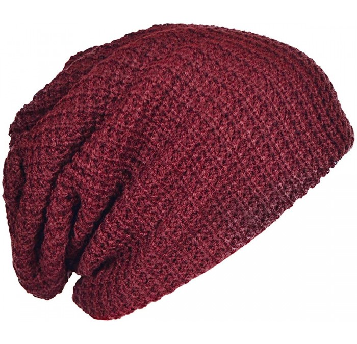 Skullies & Beanies Mens Slouchy Long Oversized Beanie Knit Cap for Summer Winter B08 - Burgundy - C9183RGDDII $14.11