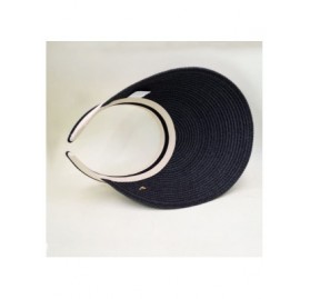 Sun Hats Women's Wide Brim Roll-Up Visor Hat Outdoor Beach Clip-on Straw Hat Travel Sun Cap - Black - CZ18DAXWYHU $14.11