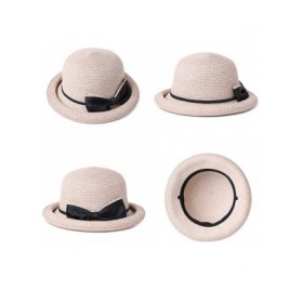 Sun Hats Womens UPF 50 Summer Straw Beach Sun Hat Wide Brim Fashion Fedora Packable & Adjustable - 99037beige - CO18SQNA3UZ $...