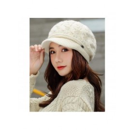 Skullies & Beanies Mens Women Knit Visor Winter Beanie Hat & Fleece Scarf Sets Face Neck Cover & Ear Flap - Am28-beige - C518...