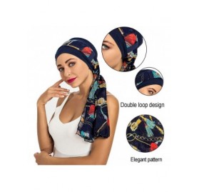 Skullies & Beanies Bamboo Cotton Lined Cancer Headwear for Women Chemo Hat with Scarfs of - Black+navy Blue - C718WXQOA62 $25.81