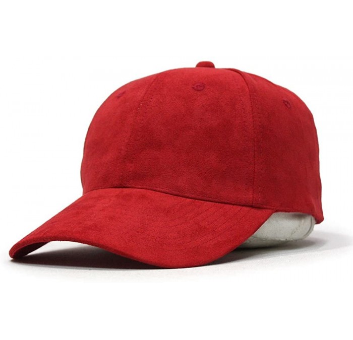 Baseball Caps Classic Suede Low Profile Adjustable Baseball Cap - Red - CF12H8XP4WR $12.38