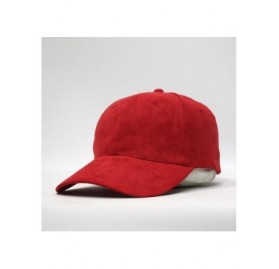 Baseball Caps Classic Suede Low Profile Adjustable Baseball Cap - Red - CF12H8XP4WR $12.38