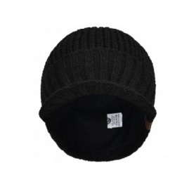Skullies & Beanies Men's Stylish Knit Visor Brim Beanie Hats Fleece Lined Skull Ski Caps - Black - C211VEKC609 $13.30