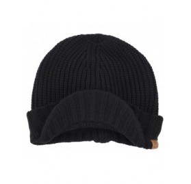 Skullies & Beanies Men's Stylish Knit Visor Brim Beanie Hats Fleece Lined Skull Ski Caps - Black - C211VEKC609 $13.30