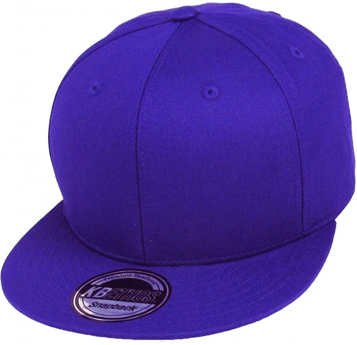 Baseball Caps Classic Snapback Hat Blank Cap - Cotton & Wool Blend Flat Visor - (3.5) Purple - CT11JEE30RZ $13.19