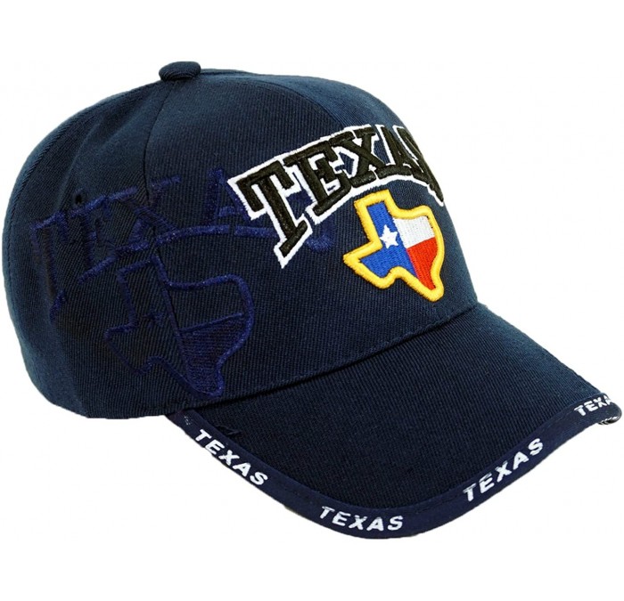 Baseball Caps Texas State Embroidery Hat Adjustable Texas Map Independent Lone Star Baseball Cap - Navy - CM18DUD4A9S $14.57