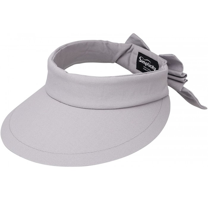 Visors Women's SPF 50+ UV Protection Wide Brim Beach Sun Visor Hat - Grey - CV12J70RWFB $11.58