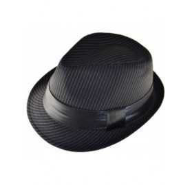 Fedoras Men's BlacPinstripe Fedora Hat with BlacBand Large - CP119B9L10L $25.07