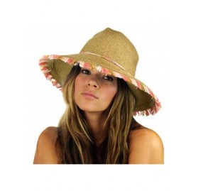 Fedoras Teardrop Dent Braided Trim Casual Panama Fedora Sun Hat - Coral Fringe - C6195CWMSQ0 $28.65