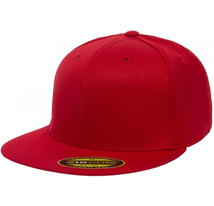 Baseball Caps Yupoong Men's 6-Panel High-Profile Premium Fitted Cap - Red - CN12EXUY18B $12.06