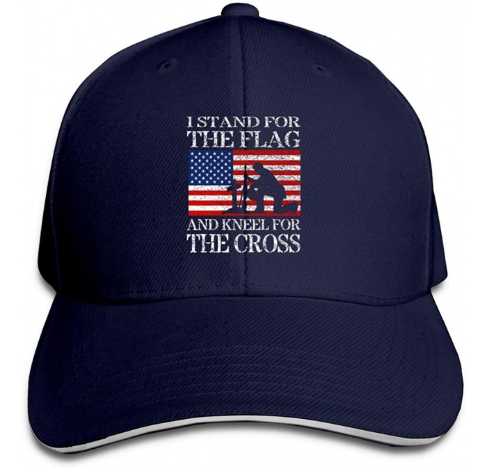 Baseball Caps I Stand for The Flag and Kneel The Cross Baseball Cap Sports Adjustable Dad Hat - Navy - CY196SXSG5X $10.18