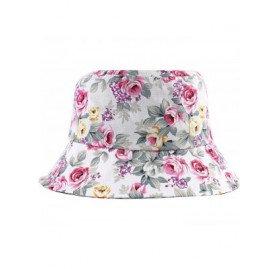 Bucket Hats Fashion Print Bucket Hat Summer Fisherman Cap for Women Men - Flowers White - C718SO25TK9 $14.35