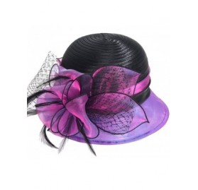 Bucket Hats Kentucky Derby Dress Church Cloche Hat Sweet Cute Floral Bucket Hat - Purple - C717WWHLE7K $21.31