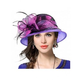 Bucket Hats Kentucky Derby Dress Church Cloche Hat Sweet Cute Floral Bucket Hat - Purple - C717WWHLE7K $21.31