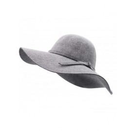Sun Hats Women's Wide Brim Wool Ribbon Band Floppy Hat - Light Grey - CW18ADL3E9H $15.03