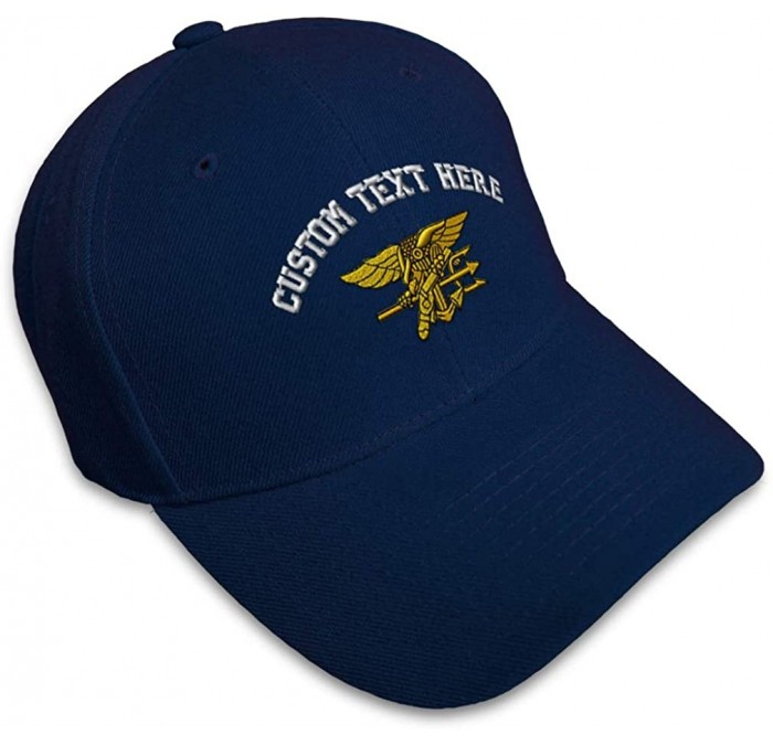 Baseball Caps Custom Baseball Cap U.S. Navy Seal Embroidery Acrylic Dad Hats for Men & Women - Navy - C818SH28LZQ $24.61