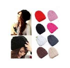 Skullies & Beanies Women's Winter Knit Crochet Knitting Wool Braided Baggy Beanie Ski Hat Cap - Light Grey - CM11QD2AYXD $7.33