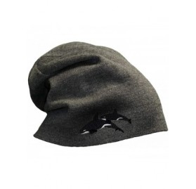 Skullies & Beanies Custom Slouchy Beanie Killer Whales Embroidery Skull Cap Hats for Men & Women - Dark Grey - CI18A58ALDU $1...