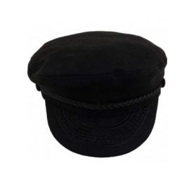 Newsboy Caps Black Wool Greek Fisherman Cap Large - C717AAINUWH $16.17