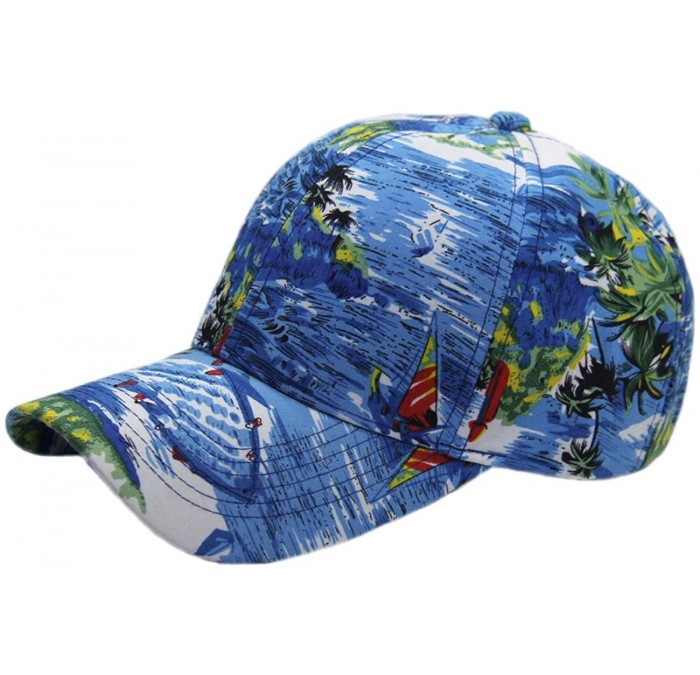 Baseball Caps Floral Hawaiian Adjustable Snapback Hats Baseball Caps - Blue2/Curve - CI18NAAIM0T $26.55