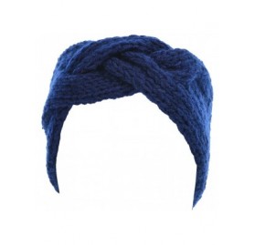 Headbands Women's Solid Cable Knitted Headband Headwrap Comfortable - Navy - CB193WXXTZK $9.58