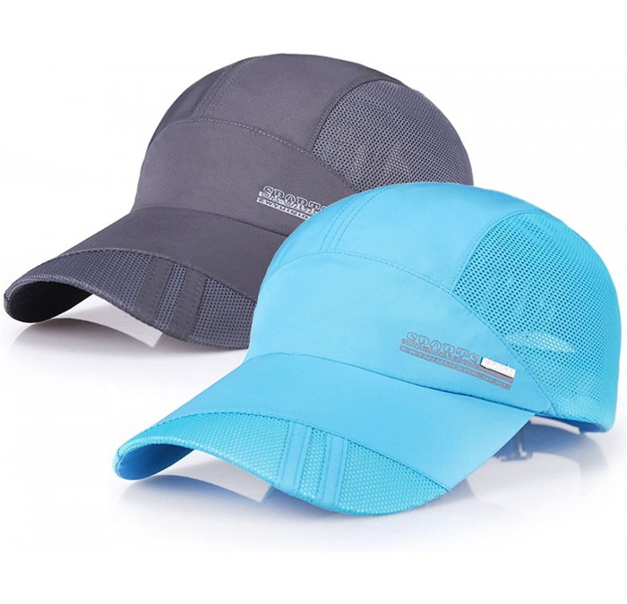Baseball Caps New UV Quick-Drying Waterproof Baseball Cap Outdoor Lightweight UV Protection Hats - Dark Gray+lake Blue - CY18...
