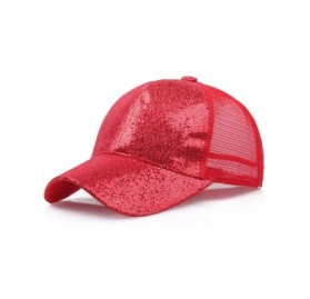 Baseball Caps Baseball Hat CieKen Ponytail Baseball Cap 2019 Women Sequins Shiny Messy Bun Snapback Hat Sun Caps - Red - CW18...