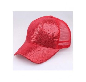 Baseball Caps Baseball Hat CieKen Ponytail Baseball Cap 2019 Women Sequins Shiny Messy Bun Snapback Hat Sun Caps - Red - CW18...
