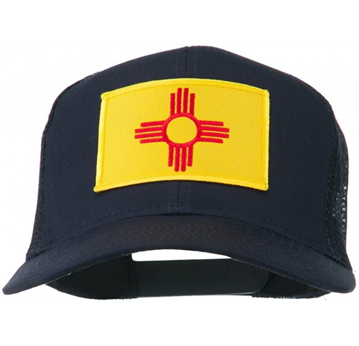 Baseball Caps New Mexico State Flag Patched Mesh Cap - Navy - C011TX74HQV $29.40