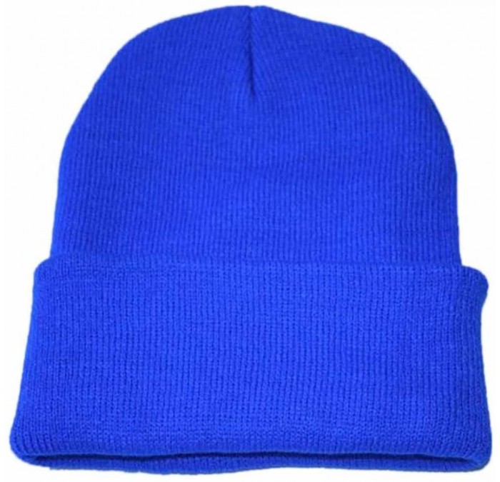 Newsboy Caps Unisex Solid Slouchy Knitting Beanie Warm Cap Ski Hat - Blue - C318EM6QS4K $6.54
