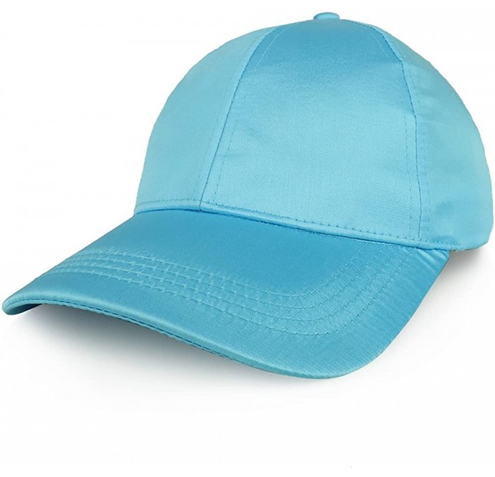 Baseball Caps Plain Adjustable Satin Baseball Cap - Blue - CX188OW40Y7 $25.51
