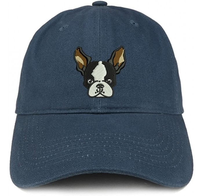 Baseball Caps Boston Terrier Embroidered Brushed Cotton Dad Hat Ball Cap - Navy - CV180D9YTQI $19.73
