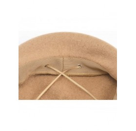 Berets Women's 100% Wool French Beret Hat Solid Color Black Beret Hats for Women - Camel - CX18ZDS77UR $12.14