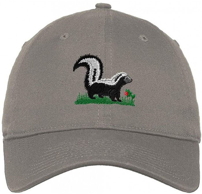 Baseball Caps Custom Low Profile Soft Hat Skunk A Embroidery Animal Name Cotton Dad Hat - Light Grey - CQ18QRCN3CU $45.54