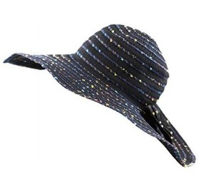Sun Hats Crushable Multi-Colors with Ribbon Wide Floppy Brim Sun Hat - Black - CO12HTVXHRH $14.33