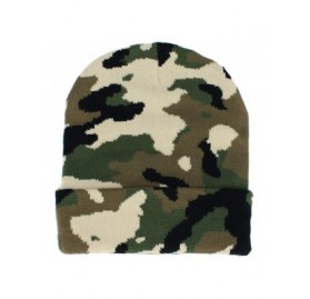 Skullies & Beanies Camouflage Cuff Pull-On Beanie Knit Hat - Lt Camo/Olive - CO18ZHOTTM4 $9.74