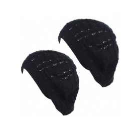 Berets Womens Knit Beanie Beret Hat Lightweight Fashion Accessory Crochet Cutouts - J019bkbk - CY194YGSU9I $30.83