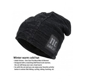 Skullies & Beanies Men's 2-Pieces Winter Beanie Hat Scarf Set Warm Knit Hat Thick Fleece Lined Winter Cap Scarves for Men Wom...