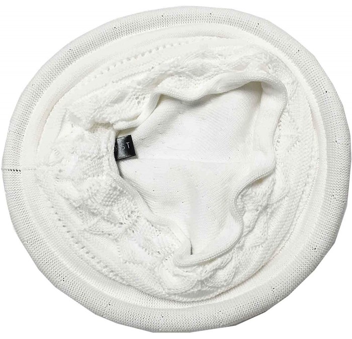 Berets Cotton Knit Pointelle Beret Topper - White - CJ18YAI49UZ $35.18