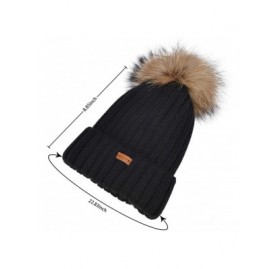 Skullies & Beanies Women's Winter Warm Knit Hat Bobble Pom Pom Beanie Baggy Crochet Ski Cap Ladies Chunky Soft Knitted Hat - ...