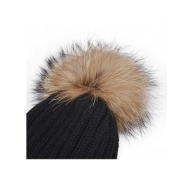 Skullies & Beanies Women's Winter Warm Knit Hat Bobble Pom Pom Beanie Baggy Crochet Ski Cap Ladies Chunky Soft Knitted Hat - ...