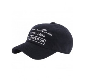 Baseball Caps Cheer Up Lettering Design Leather Strap Wool Ball Cap Baseball Hat Truckers - Navy - CF12N5MC8DT $16.76