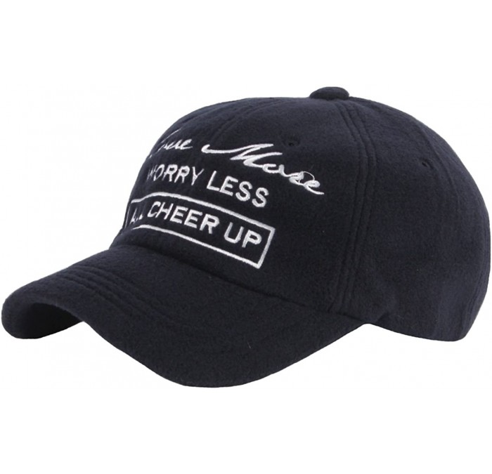 Baseball Caps Cheer Up Lettering Design Leather Strap Wool Ball Cap Baseball Hat Truckers - Navy - CF12N5MC8DT $36.03