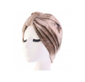 Sun Hats Shiny Turban Hat Headwraps Twist Pleated Hair Wrap Stretch Turban - Tie Dye Khaki - CQ199HKEKCT $7.52