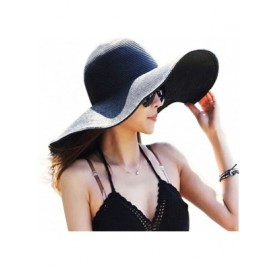 Sun Hats Womens Big Bowknot Straw Hat Floppy Foldable Roll up Beach Cap Sun Hat UPF 50+ - Aa Black / Wire Edge - CI184XC5UZY ...