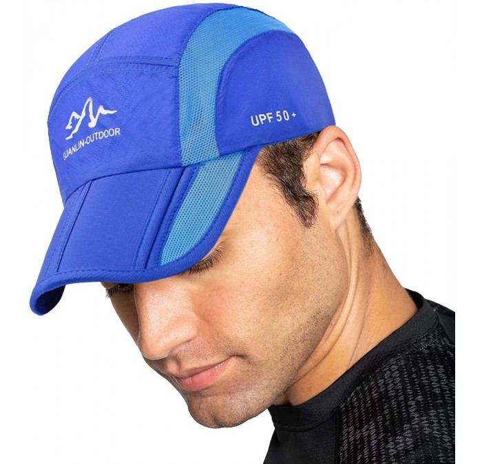 Baseball Caps Men's Foldable Lightweight Quick Dry Breathable Sports Mesh Baseball Caps - Skyblue - CN18TD4N235 $18.45
