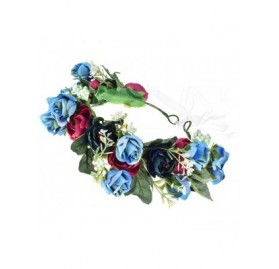 Headbands Beautiful Women's Floral Crown Hair Accessory Flower Crown Flower Headband - Green Leaf Blue Red Blackish Green - C...